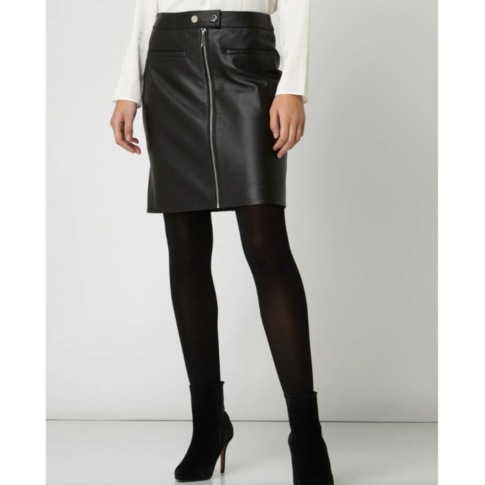 Hugo Boss Latessa Black Leather Pencil Skirt size Small
